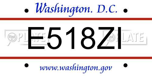 E518ZI District Of Columbia License Plate