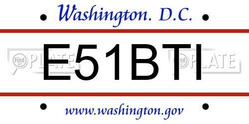 E51BTI District Of Columbia License Plate