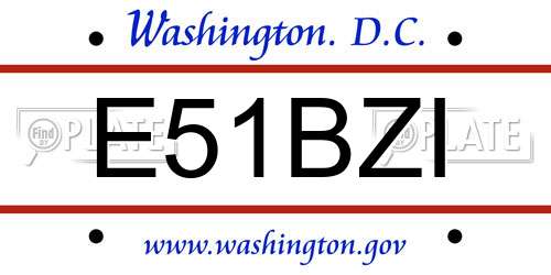 E51BZI District Of Columbia License Plate