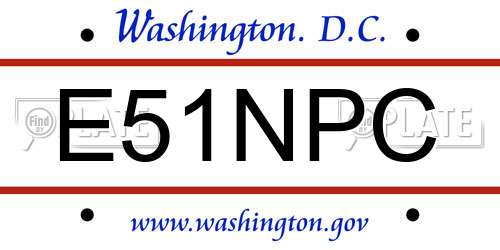 E51NPC District Of Columbia License Plate