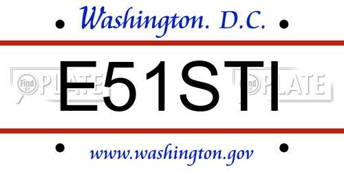 E51STI District Of Columbia License Plate