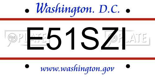 E51SZI District Of Columbia License Plate