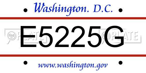 E5225G District Of Columbia License Plate