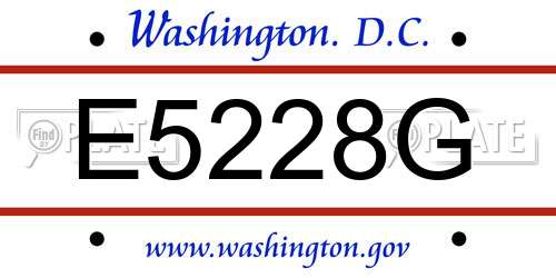 E5228G District Of Columbia License Plate