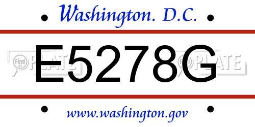 E5278G District Of Columbia License Plate