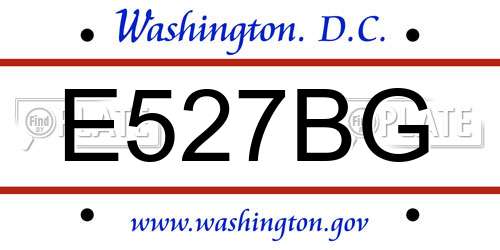 E527BG District Of Columbia License Plate