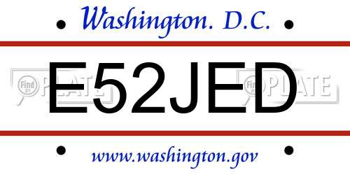 E52JED District Of Columbia License Plate
