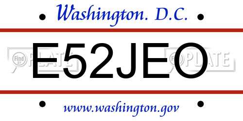 E52JEO District Of Columbia License Plate
