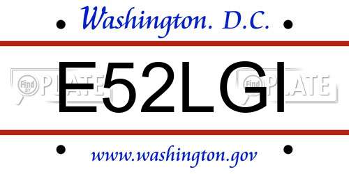 E52LGI District Of Columbia License Plate