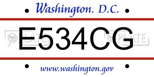 E534CG District Of Columbia License Plate