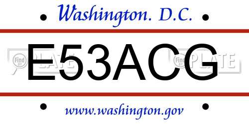 E53ACG District Of Columbia License Plate