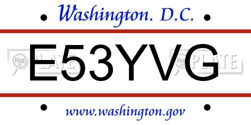 E53YVG District Of Columbia License Plate