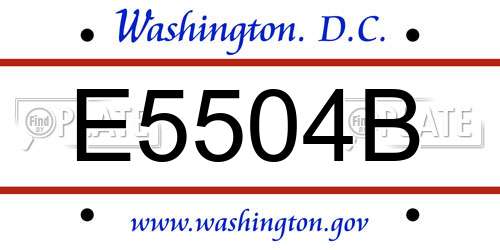 E5504B District Of Columbia License Plate