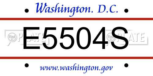 E5504S District Of Columbia License Plate
