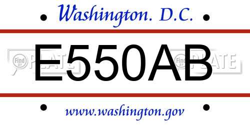 E550AB District Of Columbia License Plate