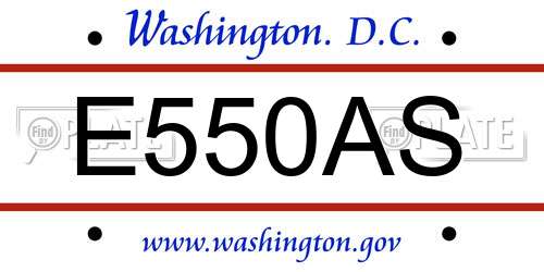 E550AS District Of Columbia License Plate