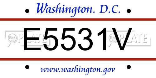E5531V District Of Columbia License Plate