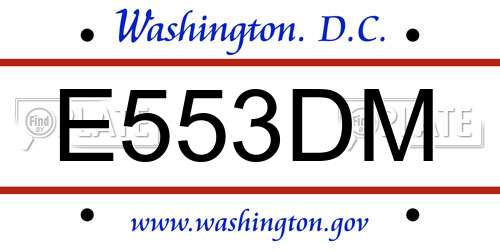 E553DM District Of Columbia License Plate