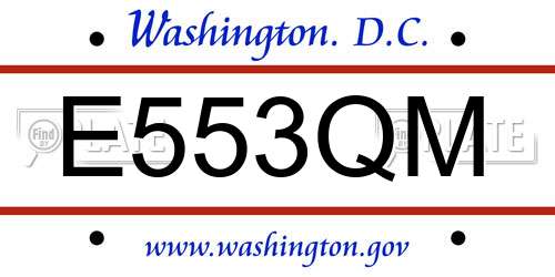 E553QM District Of Columbia License Plate