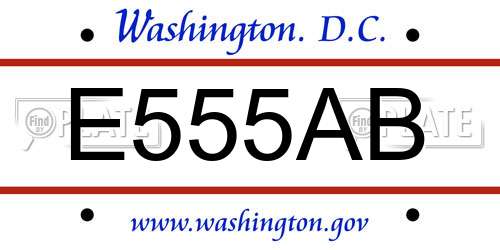 E555AB District Of Columbia License Plate