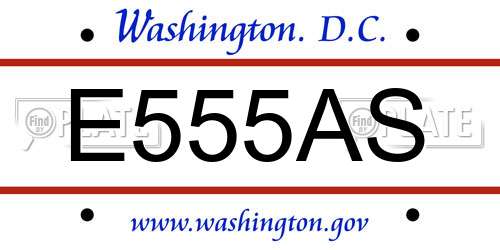 E555AS District Of Columbia License Plate