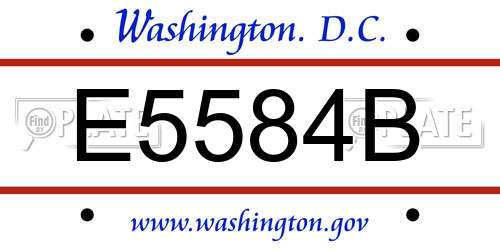 E5584B District Of Columbia License Plate