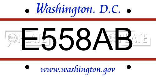 E558AB District Of Columbia License Plate