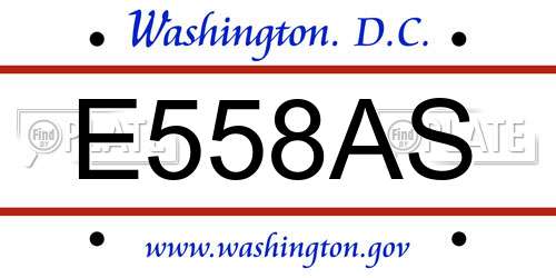 E558AS District Of Columbia License Plate