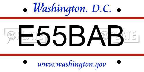 E55BAB District Of Columbia License Plate