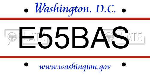 E55BAS District Of Columbia License Plate