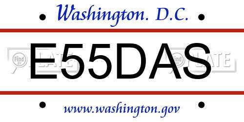 E55DAS District Of Columbia License Plate