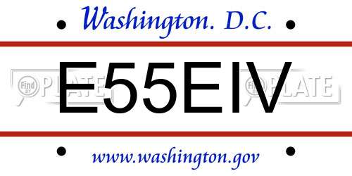 E55EIV District Of Columbia License Plate