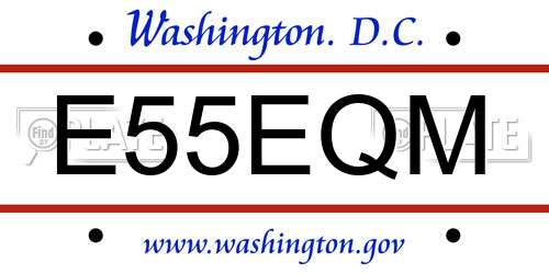 E55EQM District Of Columbia License Plate