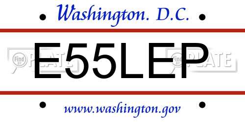 E55LEP District Of Columbia License Plate