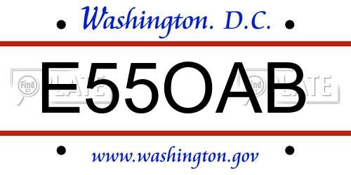 E55OAB District Of Columbia License Plate