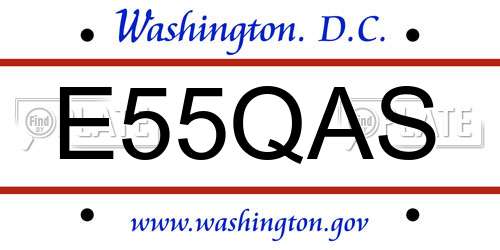 E55QAS District Of Columbia License Plate