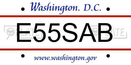 E55SAB District Of Columbia License Plate