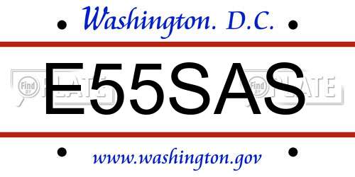E55SAS District Of Columbia License Plate