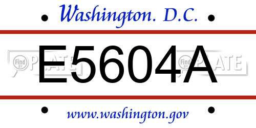 E5604A District Of Columbia License Plate