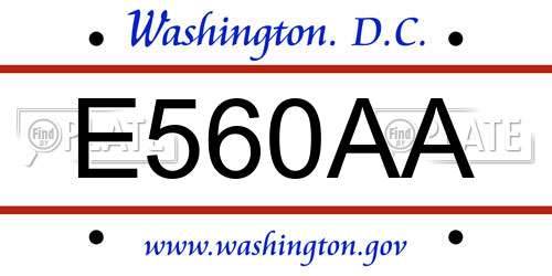 E560AA District Of Columbia License Plate