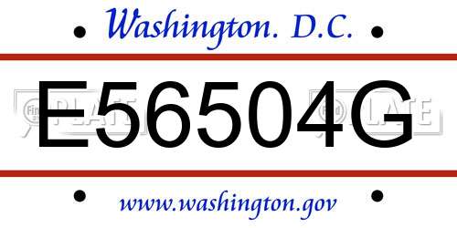 E56504G District Of Columbia License Plate