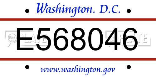 E568046 District Of Columbia License Plate