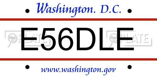 E56DLE District Of Columbia License Plate