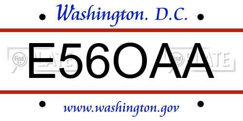 E56OAA District Of Columbia License Plate
