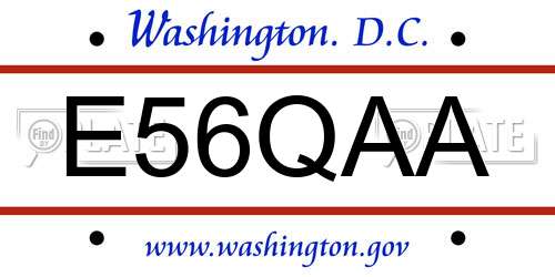 E56QAA District Of Columbia License Plate