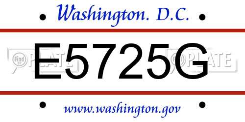 E5725G District Of Columbia License Plate