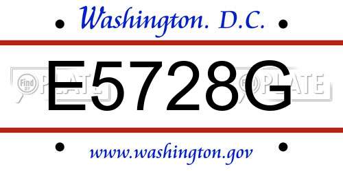 E5728G District Of Columbia License Plate