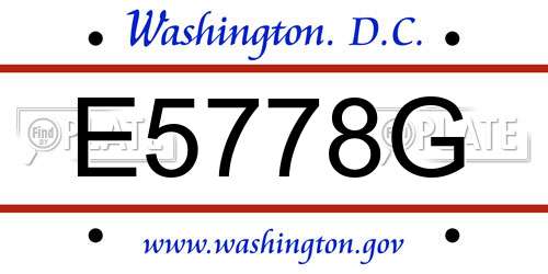 E5778G District Of Columbia License Plate