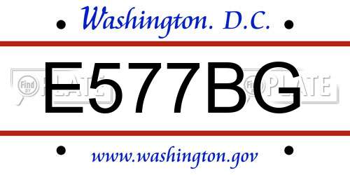 E577BG District Of Columbia License Plate