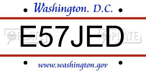 E57JED District Of Columbia License Plate